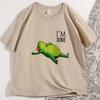 Kawaii Dead Tired Frog T Shirt Cute Sleepy Cotton Short Sleeve Tshirt Streetwear Trendy Round Neck Graphic Tees Male Clothing
