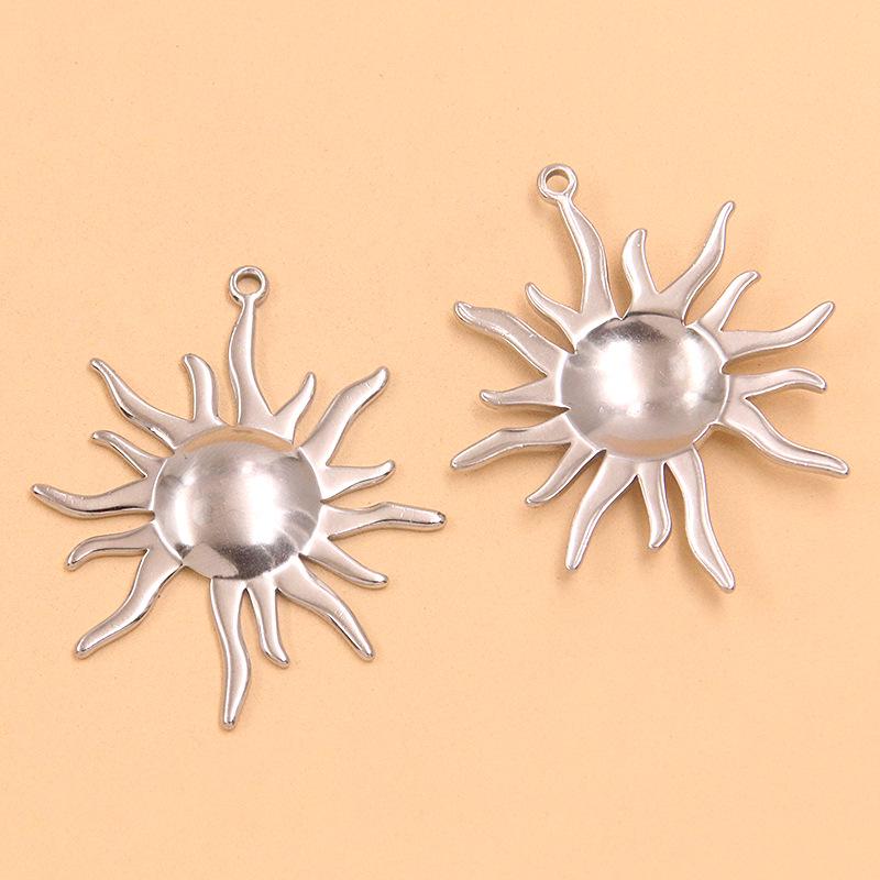 

Natural Sun Charm Pendant: 304 Stainless Steel, Gold Electroplated, 2 Colors, 37x45mm 1 Piece