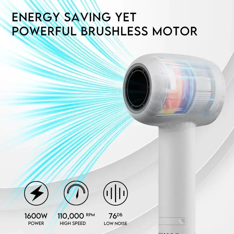 Powerful Hair Dryer Negative Ionic Professional Salon Dryer Set 110000 Rpm Brushless Motor High Speed Blow Dryer Strong Wind