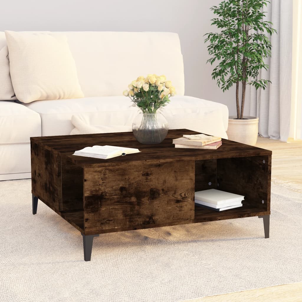 Coffee Table Smoked Oak 80 x 80 x 36.5 cm Engineered Wood