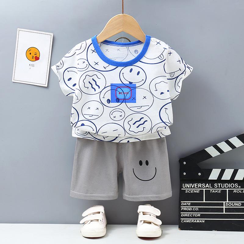 Korean Style Summer Cotton Outfit: Boys' Shorts and Girls' Short-Sleeve Set