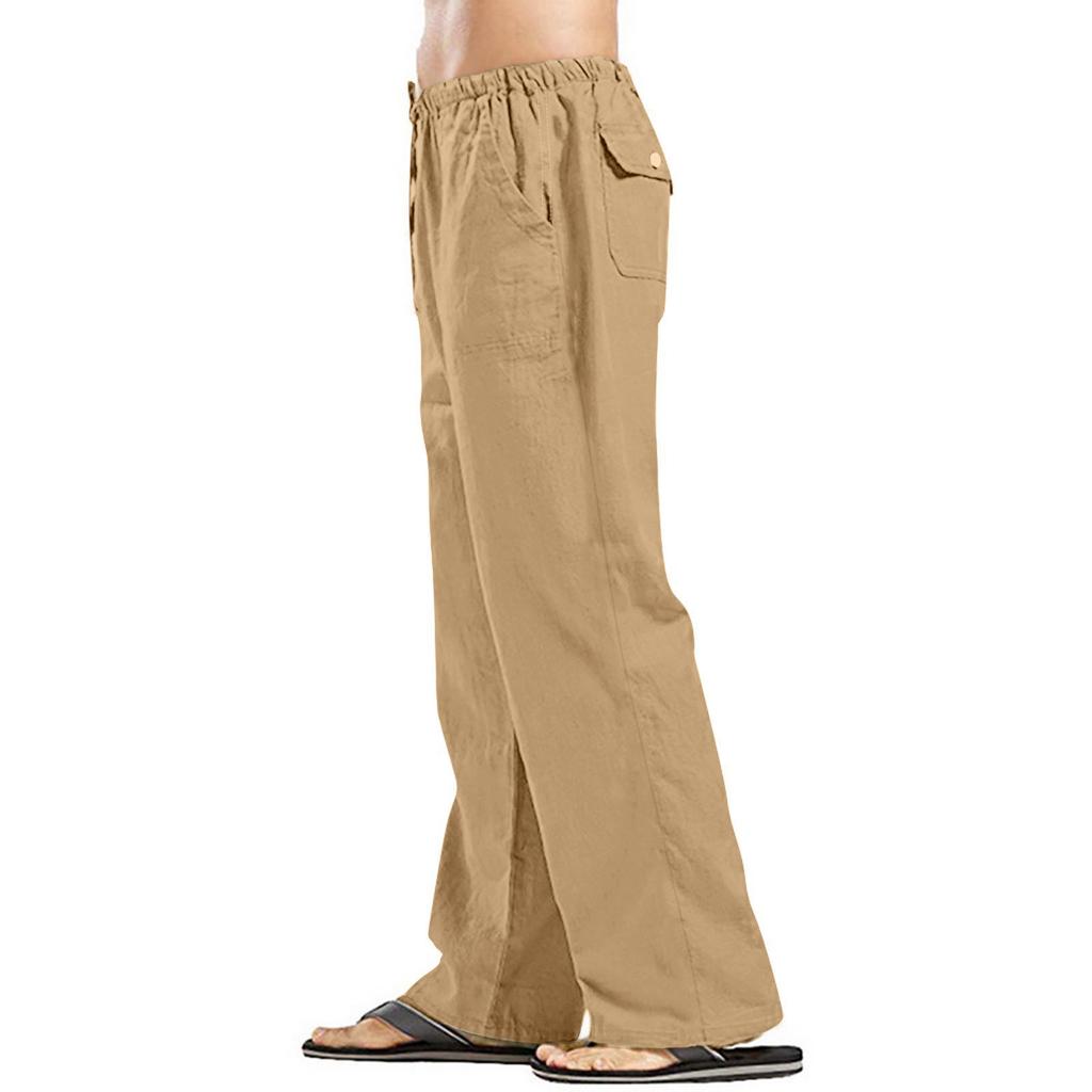 Men's Cotton Linen Pants Color Pants Casual Trousers Lightweight Loose Beach Summer Pant