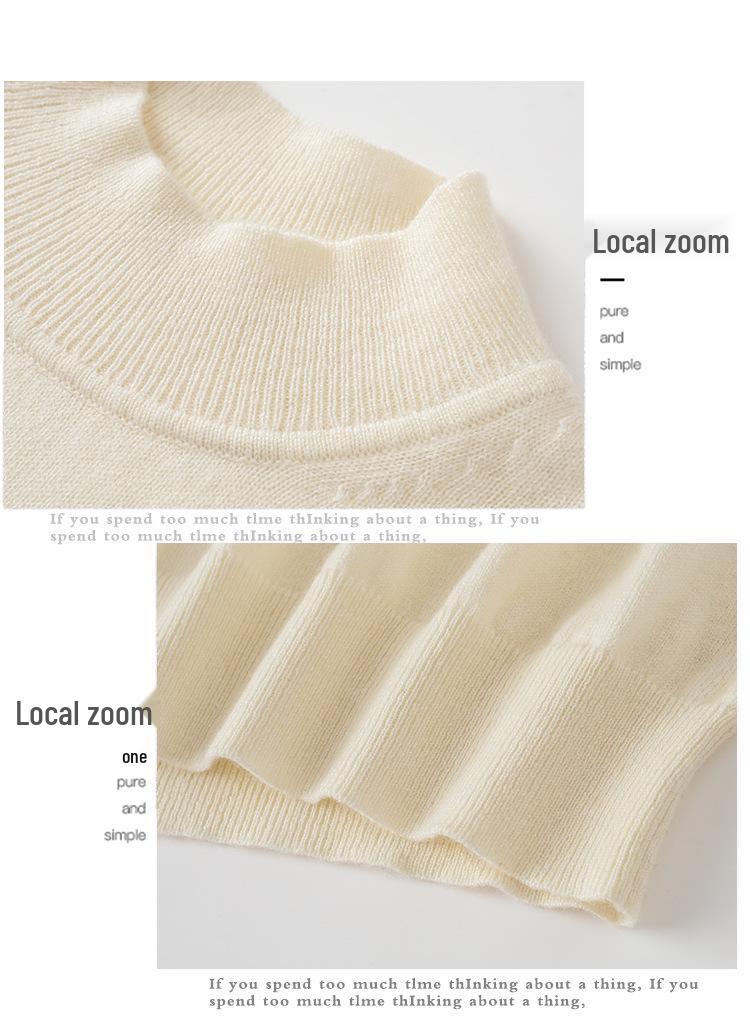 Women's Autumn/Winter Half-High Collar Cashmere Sweater - Solid Color, Short Pullover Base Layer.