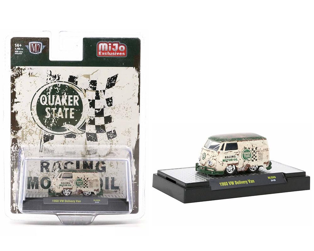 

M2 Machines Volkswagen фургон доставки 1960 Quaker State выветривание QUAKER STATE Миниатюрная машинка 1/64 [Б/У] белый