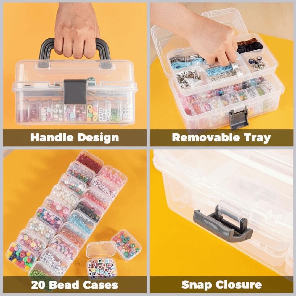 Clip Closure Fuse Beads Organizer Large Capacity Craft Storage Tool Box DIY