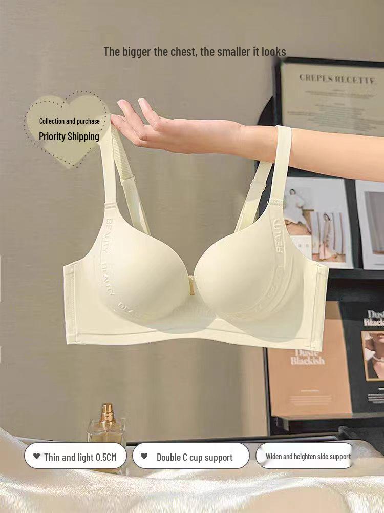 

Женский бесшовный бюстгальтер пуш-ап без косточек и комплект трусиков для визуального уменьшения, боковой поддержки, предотвращения провисания, большой груди, тонкий стиль 38/85 ABC