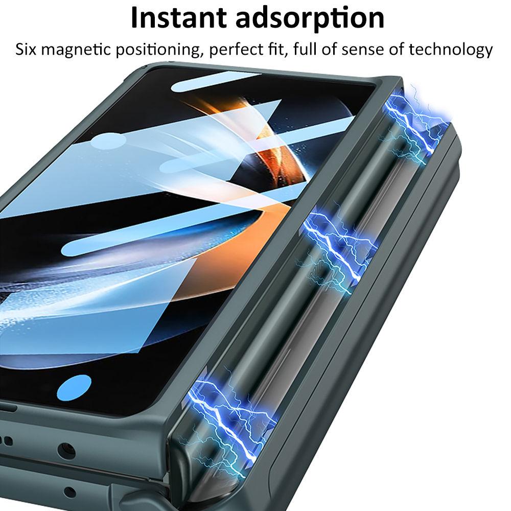 Pouzdro na pero Magnetic Folding Armor Slide pro Samsung Galaxy Z Fold 4 5g s nastavitelným držákem Plný ochranný kryt proti pádu