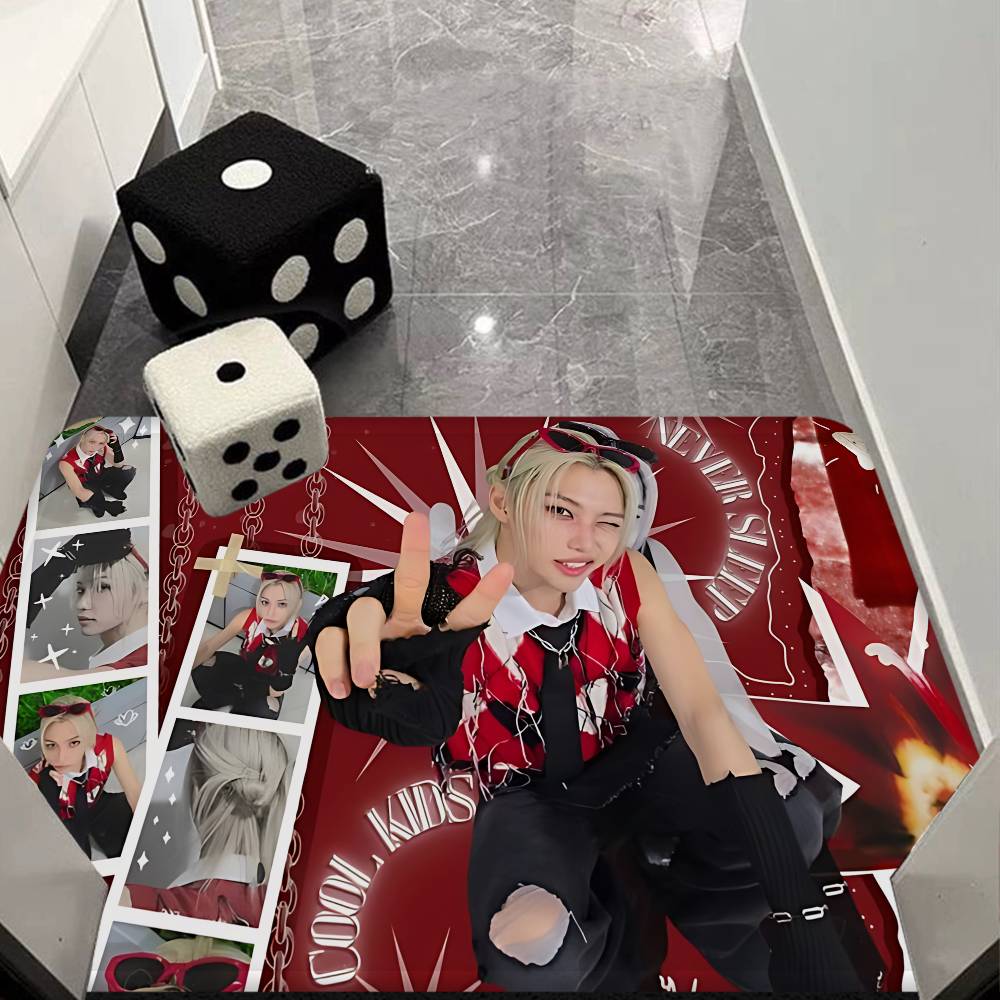 Kpop Singer F-Felix Hallway Carpet Washable Non-Slip Living Room Sofa Chairs Area Mat Kitchen Doormat Area Rug