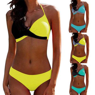 2021 Minimalist Style Bikini Swimsuit, Nylon Plus Size Color-blocking Split Swimsuit
