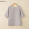 ZANZEA Women Casual Square Collar Summer Short Sleeve Blouse