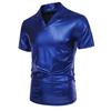 Summer Men's Short Sleeve Polo Shirt Shiny Metallic Streetwear Lapel T-shirts Men Gold Stage Costume Disco Party NightClub Tops