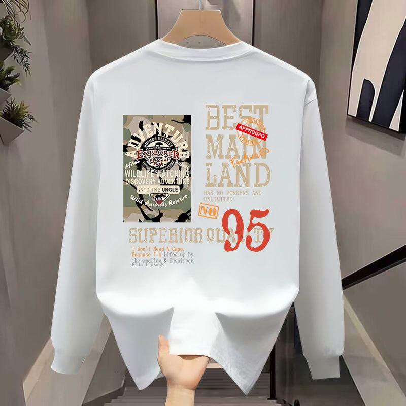 Trendy Brand American Long-Sleeved T-Shirt Pure Cotton Men'S Bottoming Shirt Trendy Autumn And Winter Sweater Men'S And Women'S Crew Neck Top