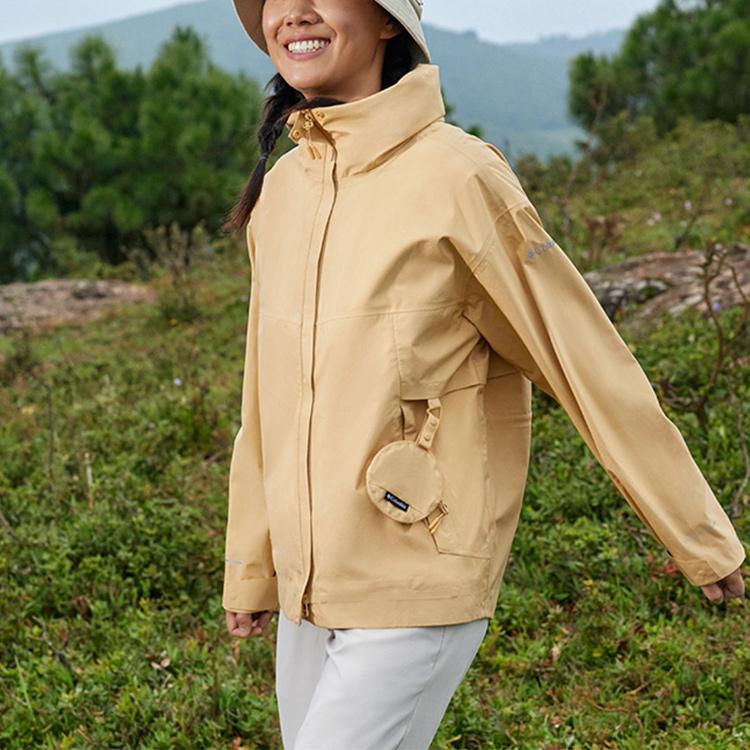 Columbia Trail Series Solid Logo Packable Hooded Waterproof Jacket Women Jacket Yellow WR9074-292