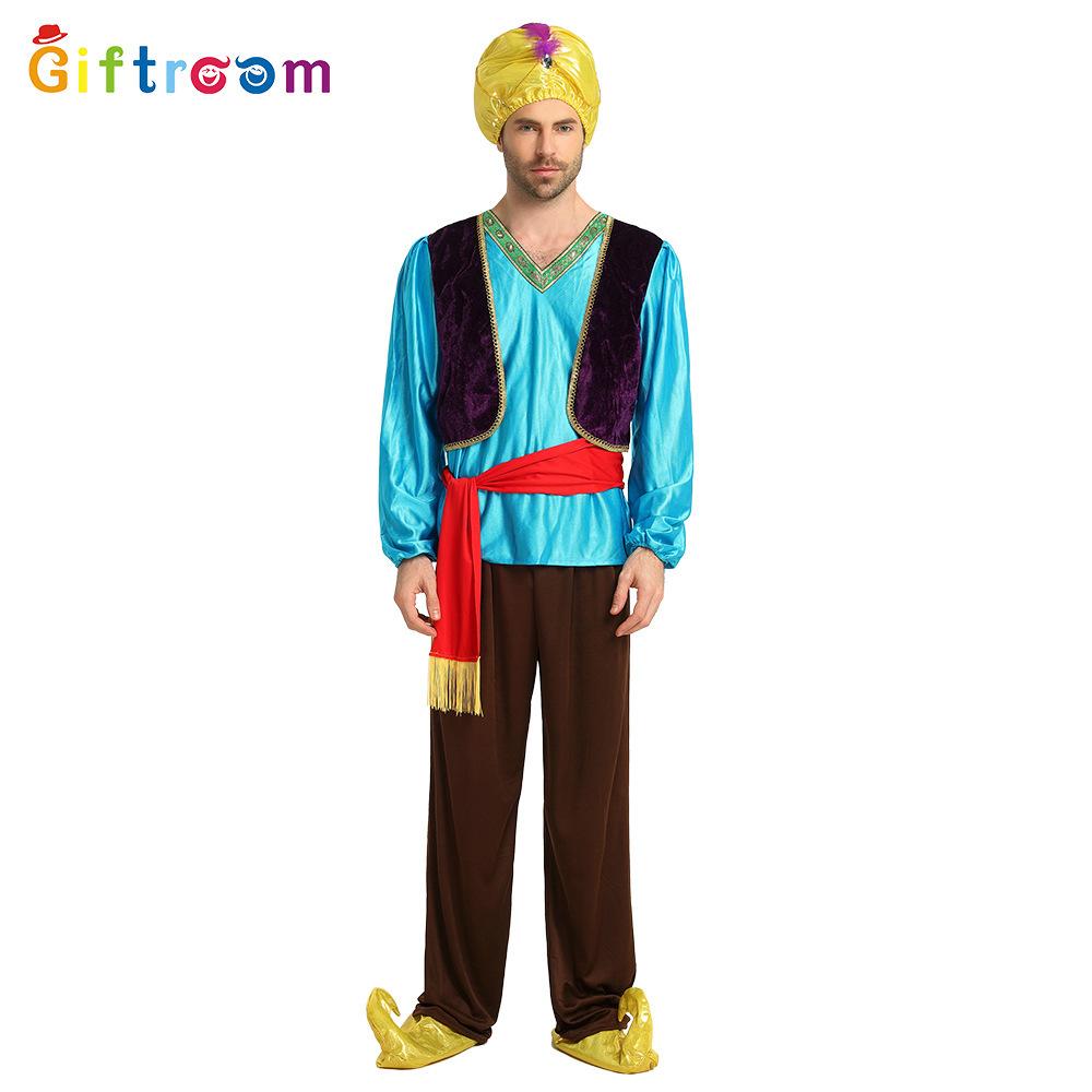 

Polyester Middle Vibrant Eastern Aladdin Costume For Unisex Halloween Party And Stage A