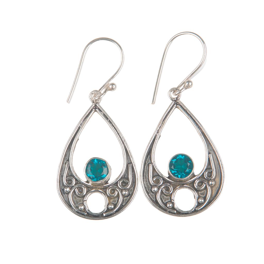 Apatite Gemstone 925 Sterling Silver Handmade Jewelry Drop/Dangle Earrings 1.91" EE-90-11