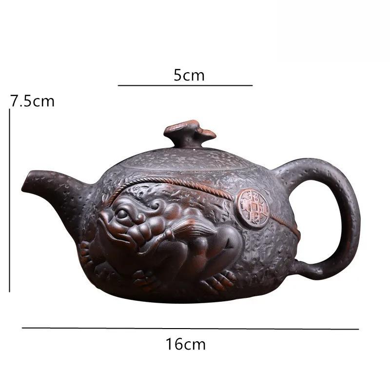 

Antique Purple Pottery Teapot Hand Carving Beauty Tea Pot Ball Hole Filter Tea Infuser Chinese Tea Ceremony Accessories 250ml