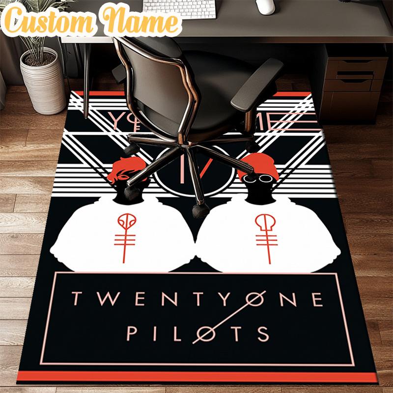 Custom Name Twenty One Pilots Music Evolution Rug Office Rug Chair Mat Non Slip Carpet Rugs for Bedrooms Dining Room Living Room Home Decor gifts