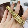 Women'S Watch Bamboo Strap Trend Watch Gold Ladies Watch Small Disc Gold Watch Square Watch