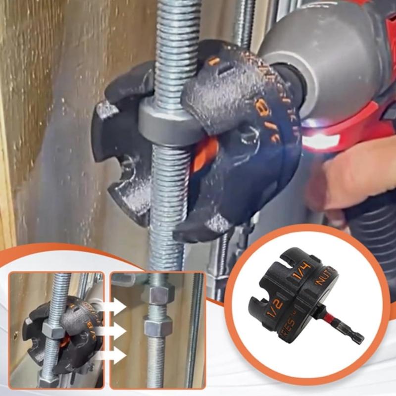 Various Threaded Shaft Nut Setups Securing Nut Zippers Drill Attachment For Overhead Electrical Cable Support Systems