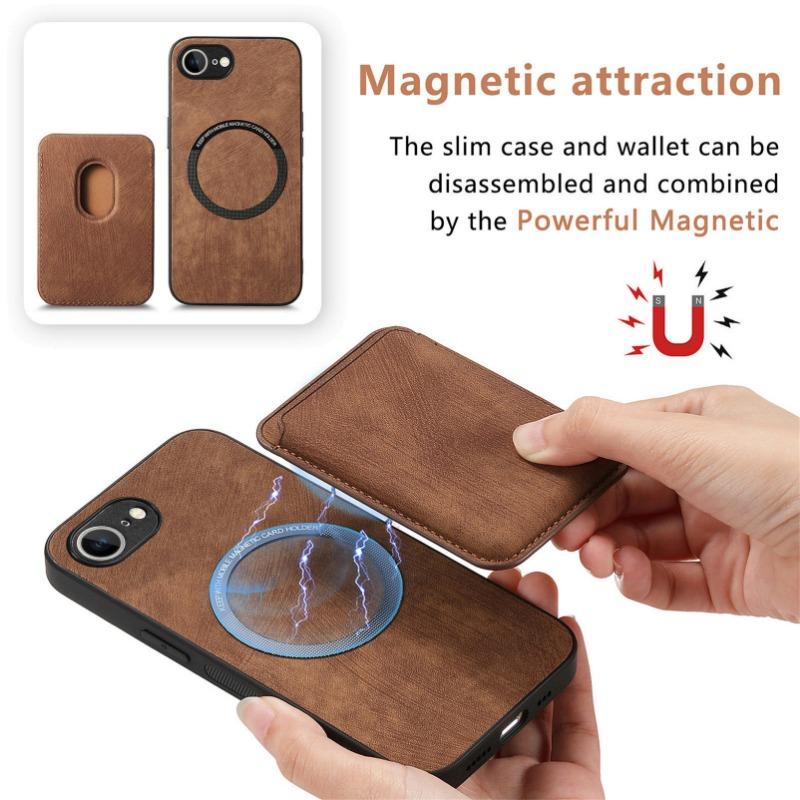 For Magsafe Leather Case for Iphone 16E 16e SE4 Magnetic Wallet Card Pocket Cover for Iphone 16E 16 Pro Max 14 15 Plus 13 12 11