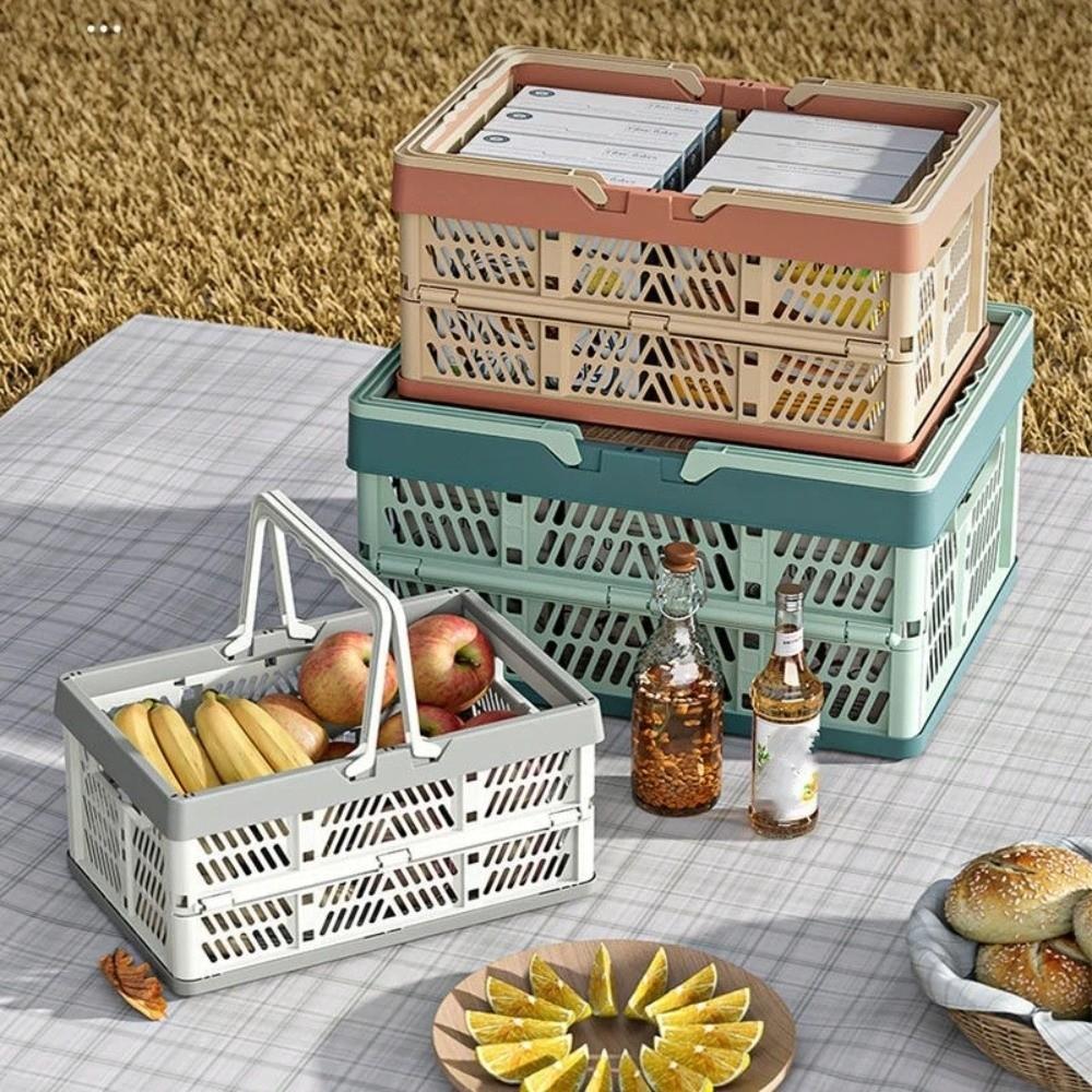 Thickened Folding Storage Basket Large Capacity Plastic Storage Box Outdoor Picnic