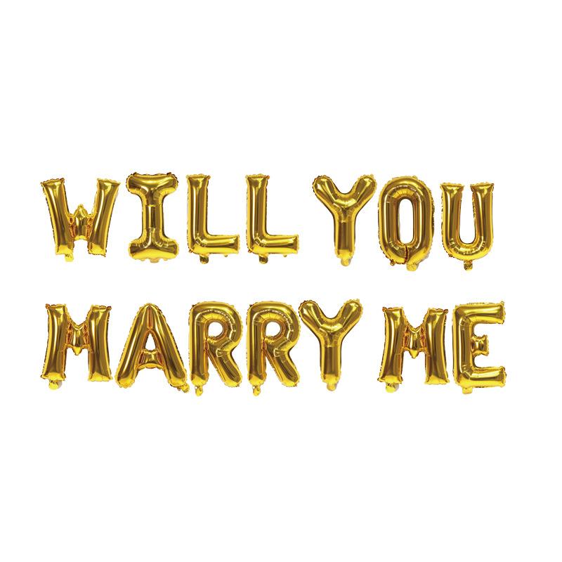 16 Inch Will You Marry Me Rose Gold Letter Aluminum Foil Balloon Set for Wedding Proposals Decorations