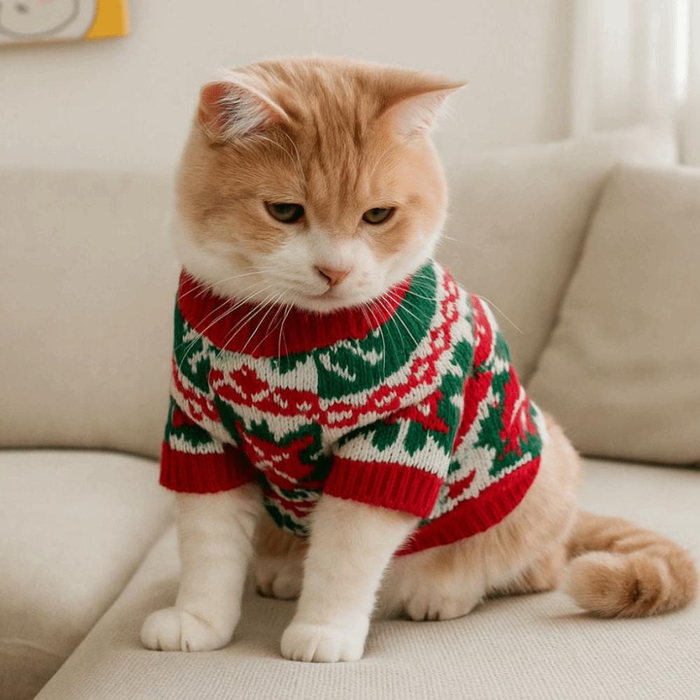 Pet Supplies Cartoon Pattern Pet Christmas Sweater Warm Soft Cat Elk Knitwear Christmas Puppy Clothes Party