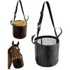 AEE4-Adjustable Elastic Hay Feed Bag For Horses - Outdoor Neck Feeding Bag In Black