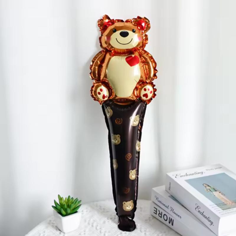 5 Pieces, 23.6 Inch Heart-shaped Inflatable Aluminum Film Handheld Sticks, Birthday Decoration Balloons, Wedding Decoration Balloons