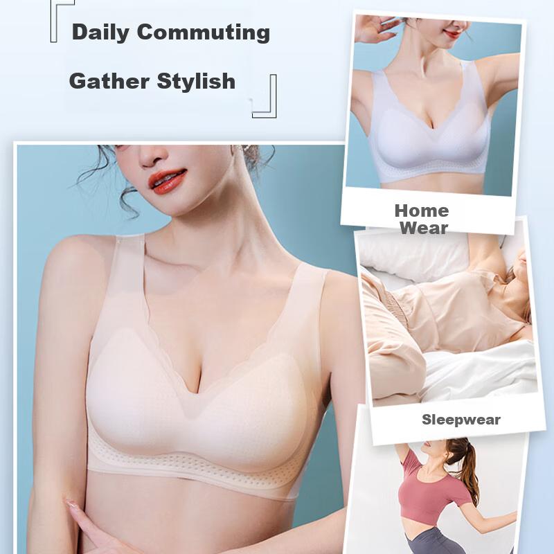 Dushiliren Women's Summer Thin Bra, Anti-Sagging, Side Support, Push-Up for Small Breasts, Beautiful Back Design, Seamless, Wireless Brassiere