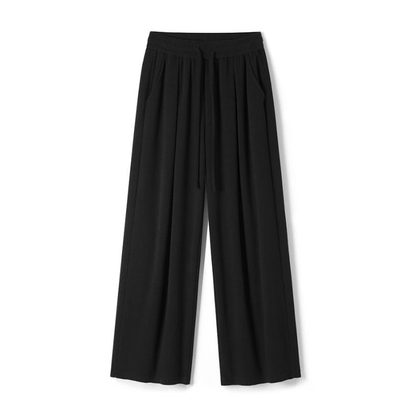 

Autumn new towel pants, thin wide-leg trousers, elastic high-waisted straight drape casual trousers, women s lazy style M