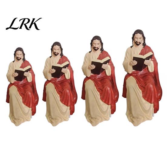 Christelijke Huisdecoratie Jezus en Maagd Maria Lezen Boekenplank Beeldjes, Religieuze Zittende Beelden, Cadeau voor Pastor Kerkleden Hars Plank