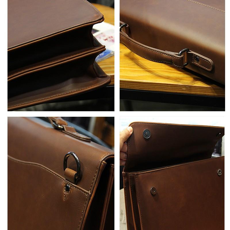 TS JYL Laptop bag,Vintage Men Handbag Briefcase Korean Style Casual Shoulder Crossbody Bag