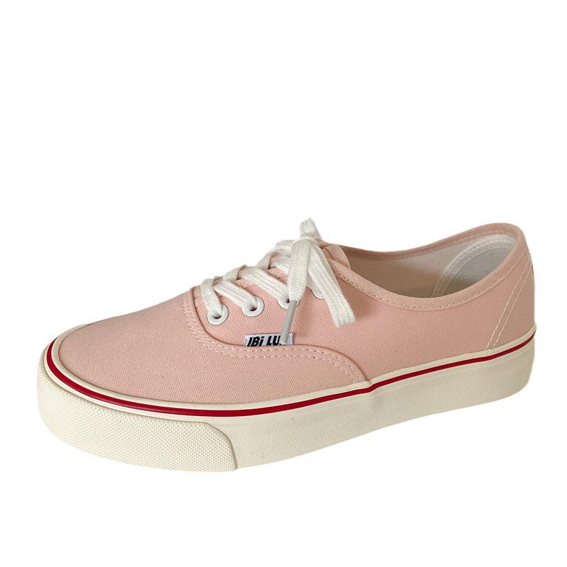 

608 cherry blossom powder new color canvas shoes women s Korean version ulzzang versatile flat-bottomed retro Hong Kong style popular little white boa 40