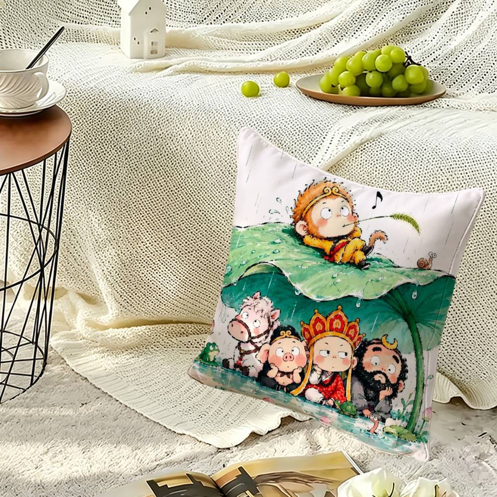 Journey to the West Soft Pillow Shell For Sofa Living Space Bedroom Headboard Backrest Square Cushion Cozy
