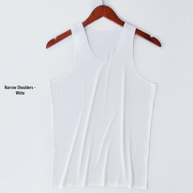 Men s Seamless Ice Silk Breathable Summer Vest - White XXL