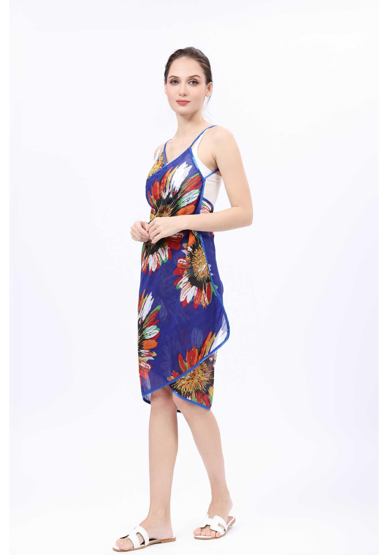 

Spring/Summer Floral Beach Towel Skirt, Chiffon Scarf, Sun Protection Sunflower Dress, Plus Size Shawl