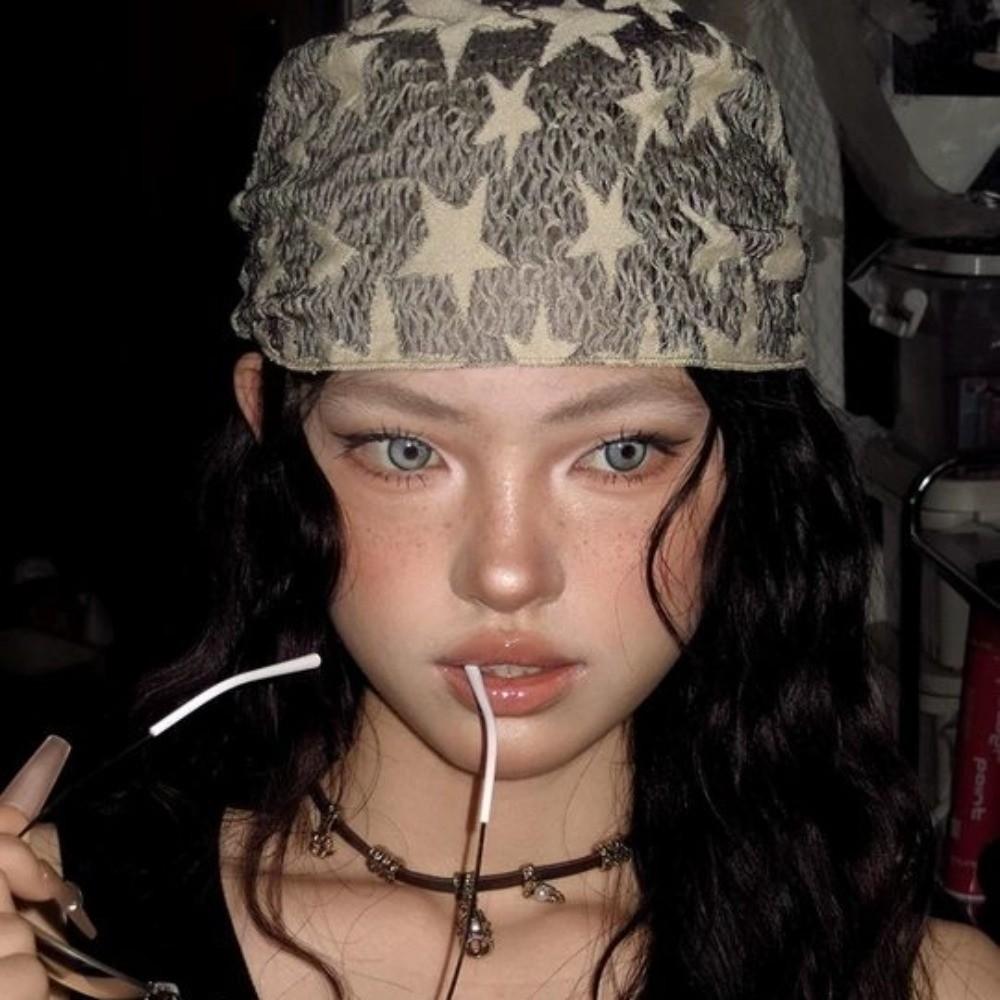 Soft Wrap Y2K Hip Scarf Hip Hop Knitted Tube Top Turban Accessories Star Hair Scarf  Spicy Girls