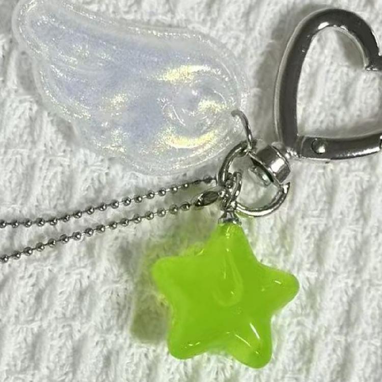 Enchanting Rabbit Keychain Angel Wing Star Details Sturdy Lightweight Alloy Design Versatile Daily Use Decorative Item