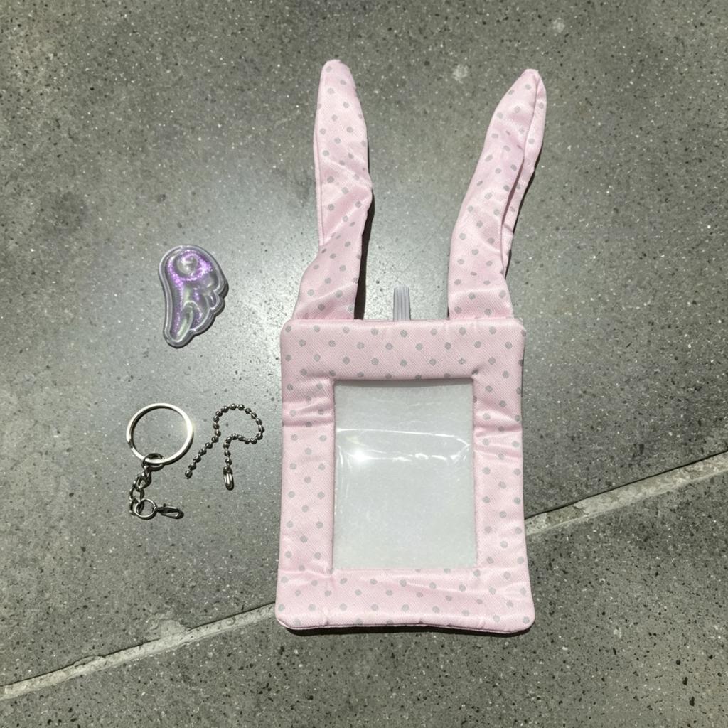 Y2K Polka Dot Hasenohren Kartenhalter 3-Zoll Kpop Fotokartenhalter Geschenk Koreanischer Stil Tasche Anhänger