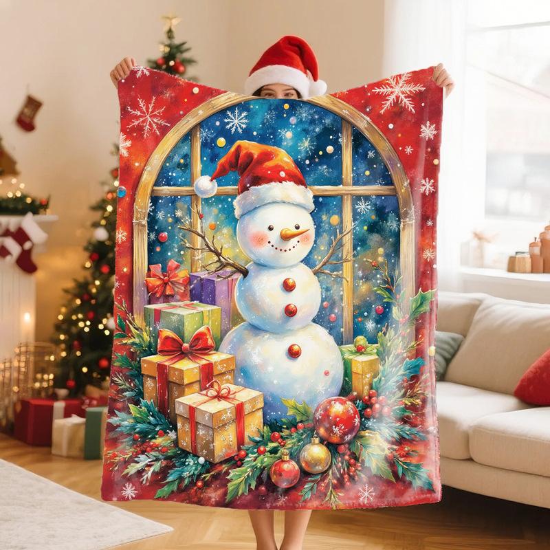 1pc Pink Chirstmas Blanket Snowflake Print Smooth Flannel Blanket for Home Living Room Bedroom Decor New  Christmas Gift