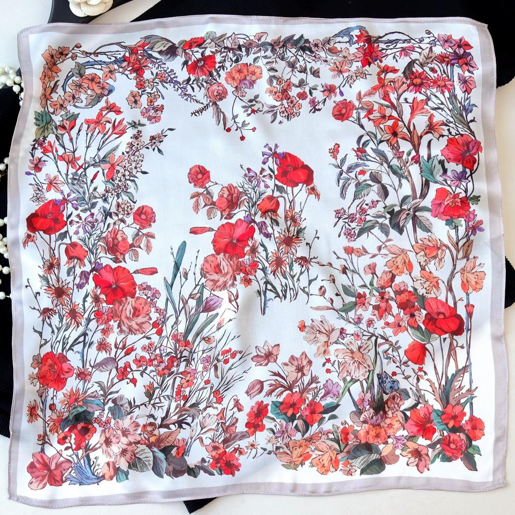 Neuer 100% Naturseide Schal Halstuch Foulard Damen Bandana Schals Frauen Hijab Schal Wickeltuch Quadratisches Kopftuch