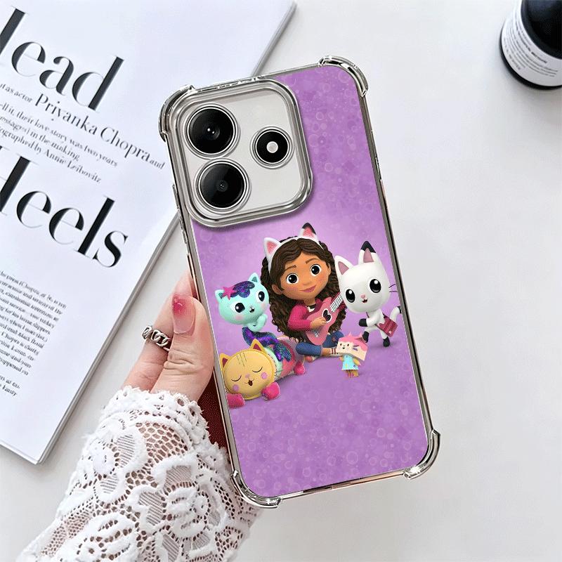 G-Gabbys Dollhouse Cartoon Plating Phone Case For Xiaomi Redmi Note 14 15 Pro Plus 13 12 11 11S 11T 10 9S 9 5G Anti-Fall Airabag