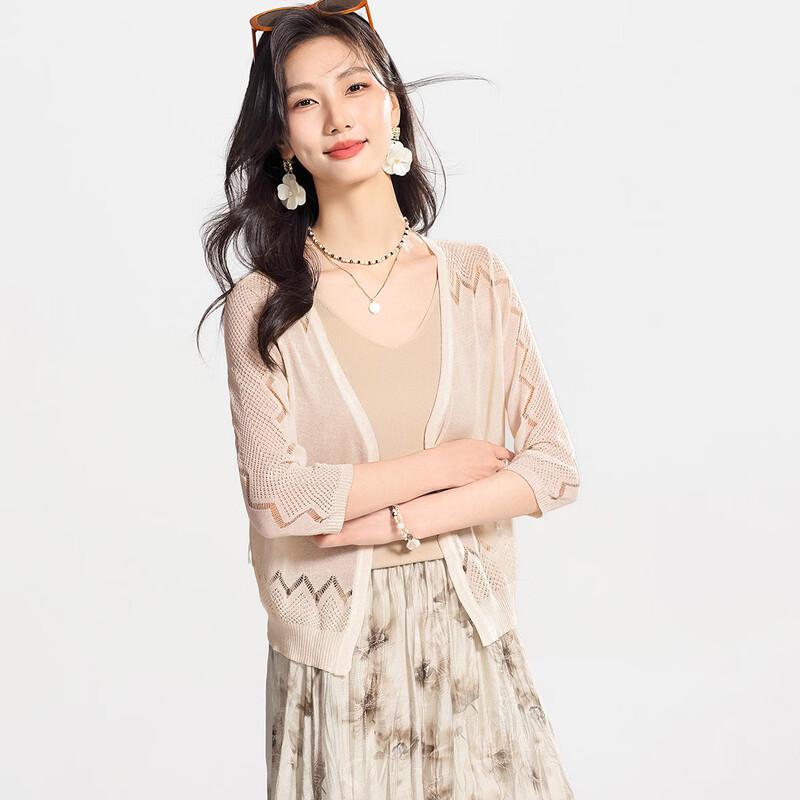 Sanpowa Women s Open-Knit Ice Silk Cardigan L