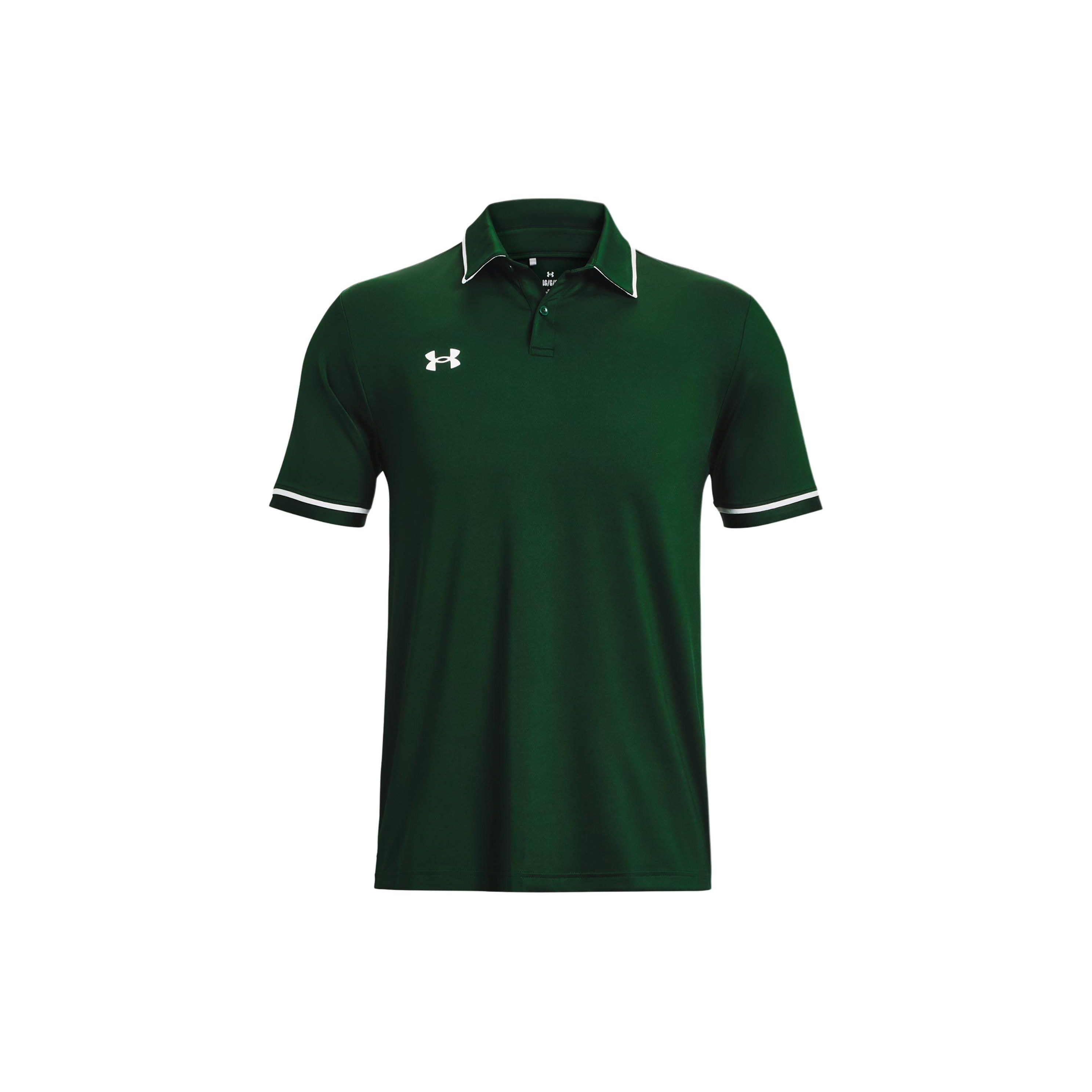 Under Armour Logo Print Striped Short Sleeve Polo Shirt Men tops Dark-Green 1376904-301 XL