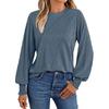 2026 popular women's long-sleeve shirt with pleated round neck, autumn top, fashionable women's clothing