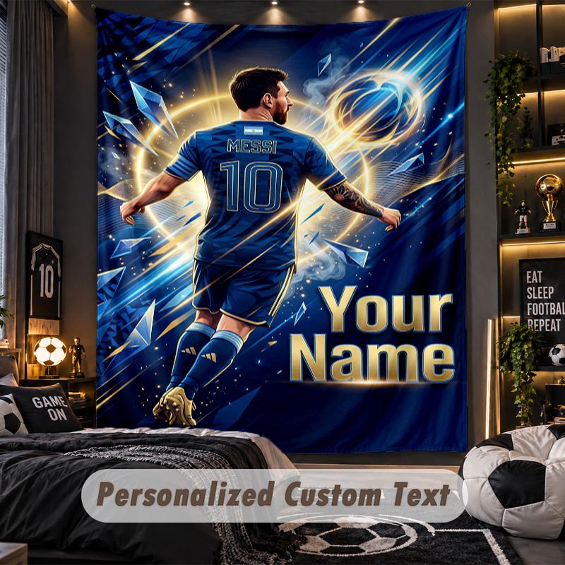 TapestryLionel Messi Custom Name Text Personalized Wall Hanging Tapestry Home Wall Decor