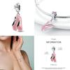 925 Silver Pink Ballet Girl Bow Pendant Charms Beads Fit Original 925 Bracelet Necklace Jewelry Making For Women DIY