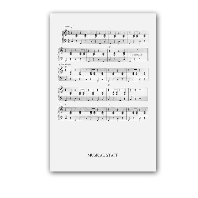 Poster e Stampe di Dischi di Pianoforte in Bianco e Nero Note Musicali Arte da Parete Dipinto su Tela Immagini Nordiche per Decorazione Casa Cuadros
