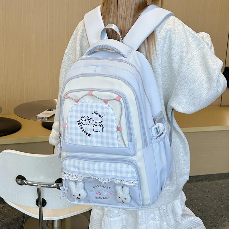Školní taška japonská školní taška velká kapacita lehká všestranná studentský batoh ins kostkovaný ležérní batoh školní taška základní škola